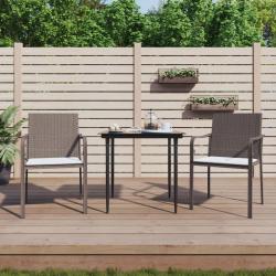 Ensemble à manger de jardin 3 pcs coussins résine tressée acier