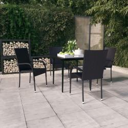 Ensemble à manger de jardin 5 pcs Noir