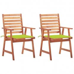 Chaises à manger d'extérieur lot de 2 et coussins Acacia massif
