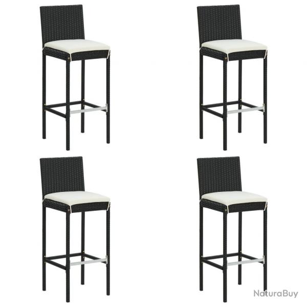 Tabourets de bar de jardin et coussins lot de 4 rsine tresse