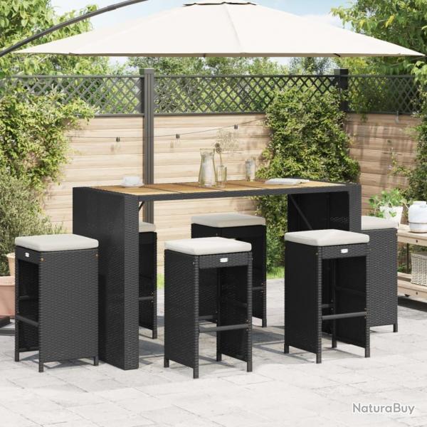 Tabourets de bar de jardin et coussins lot de 6 rsine tresse