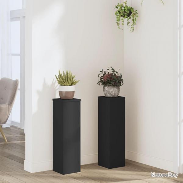 Supports pour plantes 2 pcs noir 17x17x60 cm bois d'ingnierie