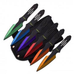 Set de 6 couteaux de lancer 14 cm Perfect Point lame multi colors