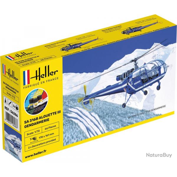 SA 316B alouette III Gendarmerie 1/72 | Heller (0000 4181) - Maquette  monter
