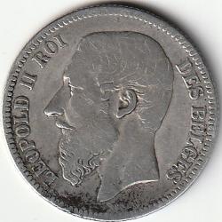 Pièce de Monnaie Belgique 2 Francs Léopold II légende française 1866