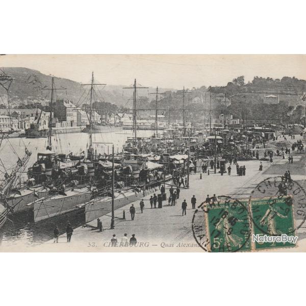 CPA - Cherbourg - Quai Alexandre Iii et le Bassin du Commerce  N086