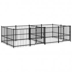Chenil cage enclos pac animaux d'extérieur pour chiens acier 7,51 m² noir 02_0041876