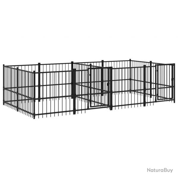 Chenil cage enclos pac animaux d'extrieur pour chiens acier 7,51 m noir 02_0041876