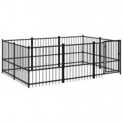 Chenil cage enclos pac animaux d'extérieur pour chiens acier 5,63 m² noir 02_0041859