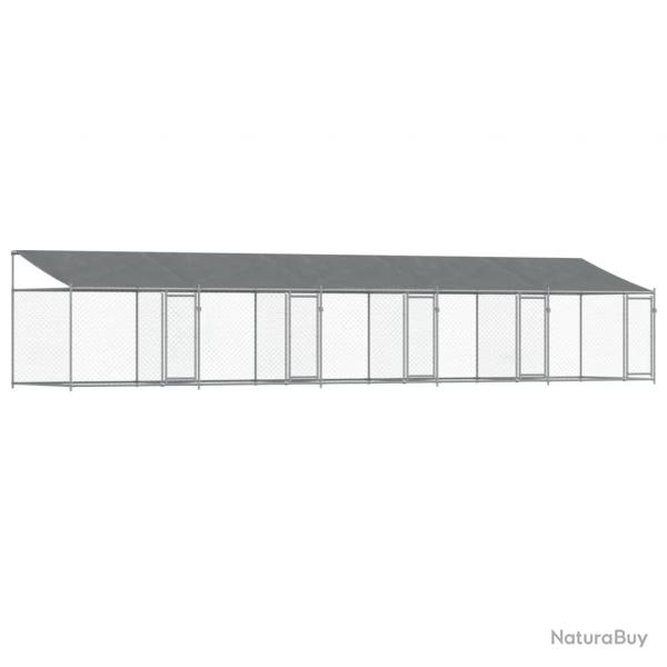 Cage pour chien avec toit/portes 10 x 2 x 2 m acier galvanis gris 02_0041637