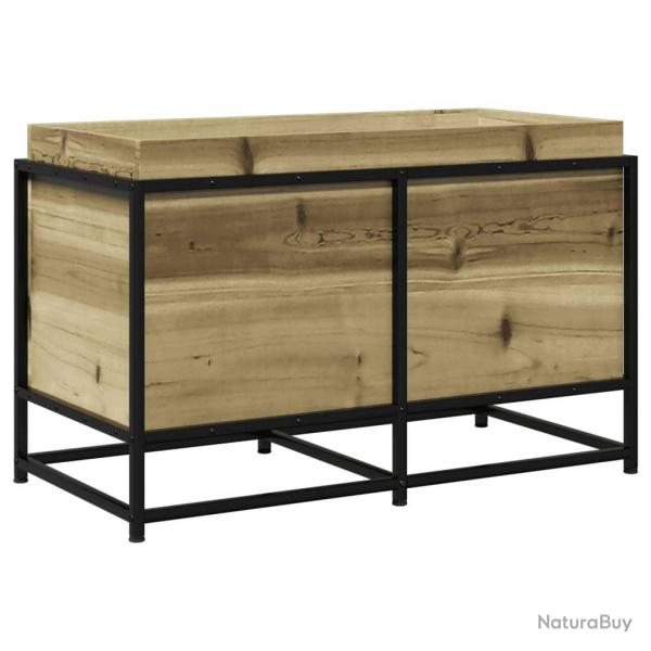 Jardinire bac lit surlev plantes fleurs terrasse jardin 80 x 40 x 50 cm bois de pin imprgn mar