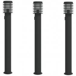 Lampadaires d'extérieur avec sortie 3 pcs acier inoxydable noir 02_0042572