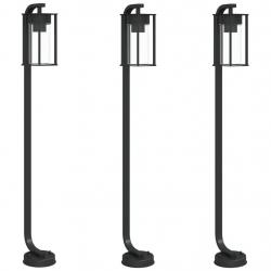 Lampadaires d'extérieur 3 pcs 100 cm acier inoxydable noir 02_0042544