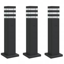 Lampadaires d'extérieur avec sortie 3 pcs 50 cm aluminium noir 02_0042570