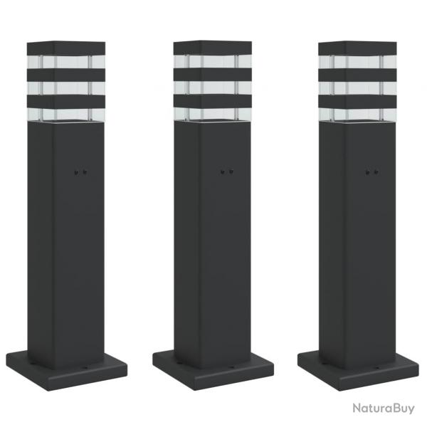 Lampadaires d'extrieur avec sortie 3 pcs 50 cm aluminium noir 02_0042570