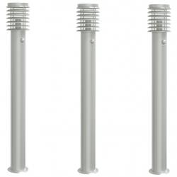 Lampadaires d'extérieur avec capteurs 3 pcs acier inoxydable Argent 02_0042567