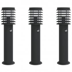 Lampadaires d'extérieur et capteurs 3 pcs acier inoxydable noir 02_0042574