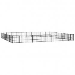 Chenil cage enclos pac animaux d'extérieur pour chiens acier 84,68 m² noir 02_0041886
