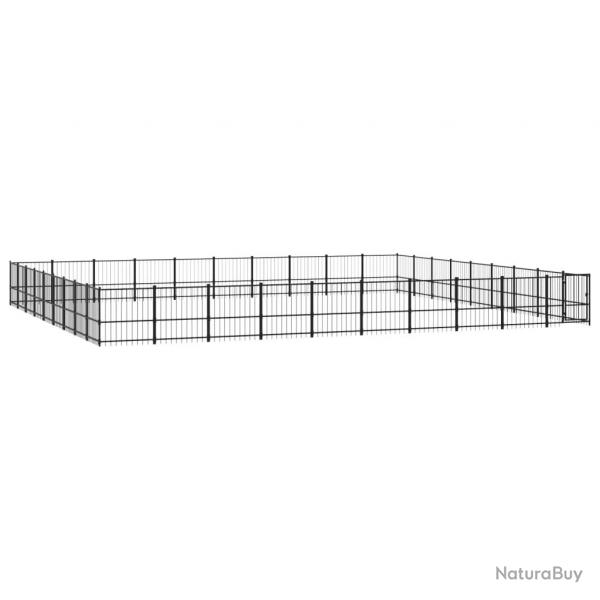 Chenil cage enclos pac animaux d'extrieur pour chiens acier 84,68 m noir 02_0041886