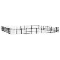 Chenil cage enclos pac animaux d'extérieur pour chiens acier 94,09 m² noir 02_0041892
