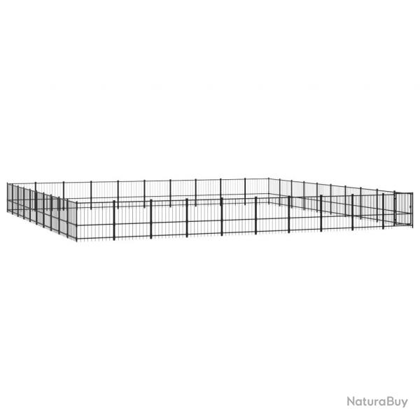 Chenil cage enclos pac animaux d'extrieur pour chiens acier 94,09 m noir 02_0041892