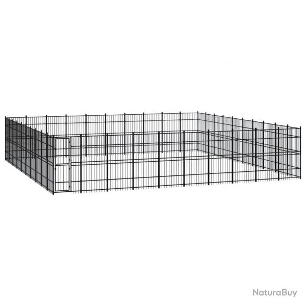 Chenil cage enclos pac animaux d'extrieur pour chiens acier 92,16 m noir 02_0041891