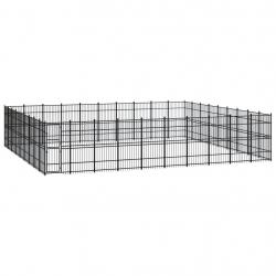 Chenil cage enclos pac animaux d'extérieur pour chiens acier 82,94 m² noir 02_0041885