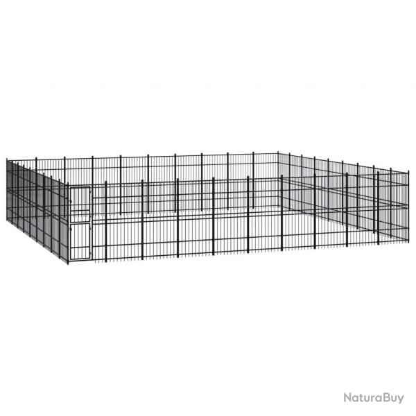 Chenil cage enclos pac animaux d'extrieur pour chiens acier 82,94 m noir 02_0041885