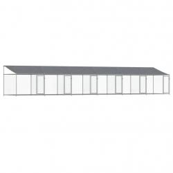 Cage pour chien avec toit/portes 12 x 2 x 2 m acier galvanisé gris 02_0041638