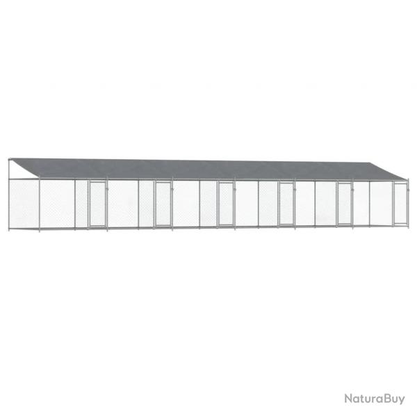 Cage pour chien avec toit/portes 12 x 2 x 2 m acier galvanis gris 02_0041638