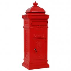 Boîte aux lettres à pilier aluminium vintage antirouille Rouge Rouge 02_0041556