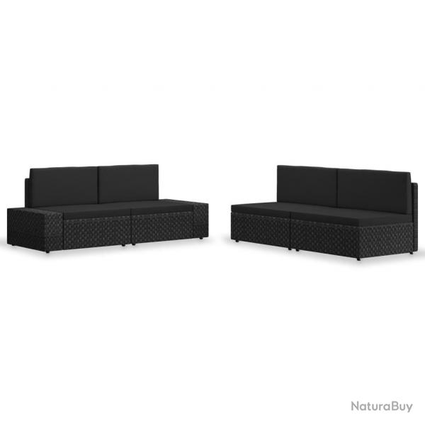 Salon de jardin 4 pcs Rsine tresse Noir