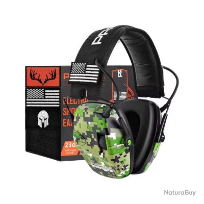 Amplification Son Casque Anti-Bruit Électronique Walker's Razor Slim - Protection Auditive Chasse Tir 23dB NRR Cache-oreilles électroniques