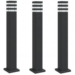 Lampadaires d'extérieur avec sortie 3 pcs 80 cm aluminium noir 02_0042571