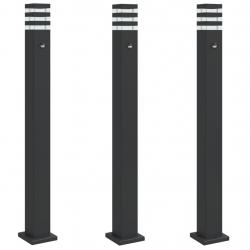 Lampadaires d'extérieur avec capteur 3 pcs 110cm aluminium noir 02_0042564