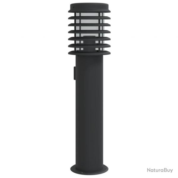 Lampadaire d'extrieur avec sortie 60 cm acier inoxydable noir 02_0042530