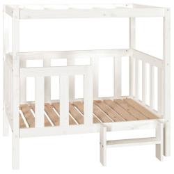 Lit pour chien panier canap&eacute; confortable 105,5 x 83,5 x 100 cm bois de pin solide blanc 02_0042645