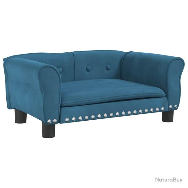 Lit pour chien panier canap confortable 70 x 45 x 30 cm velours Bleu 02_0042856