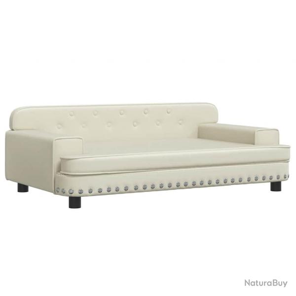 Lit pour chien panier canap confortable 90 x 53 x 30 cm similicuir crme 02_0042974