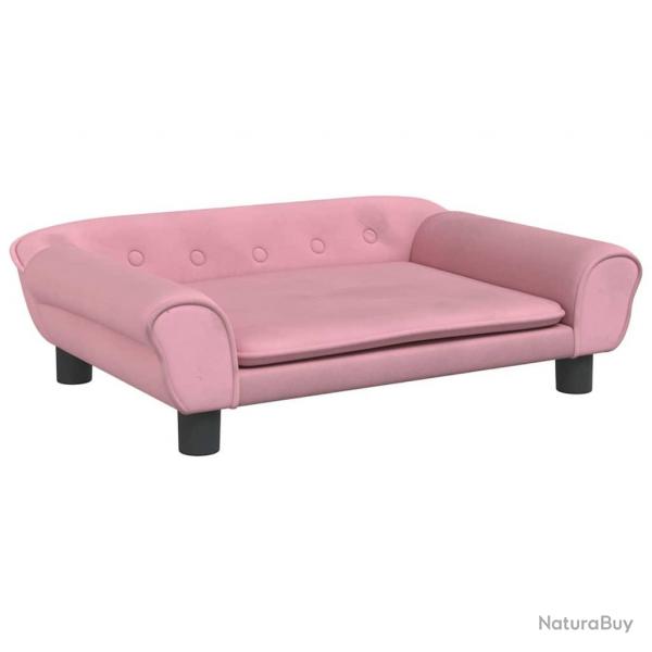 Lit pour chien panier canap confortable 70 x 48 x 22 cm velours Rose 02_0042887