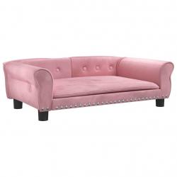 Lit pour chien panier canapé confortable 95 x 55 x 30 cm velours Rose 02_0043023