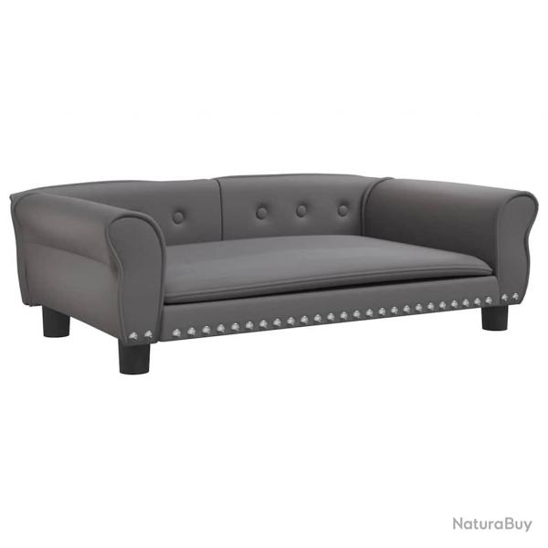 Lit pour chien panier canap confortable 95 x 55 x 30 cm similicuir gris 02_0043012