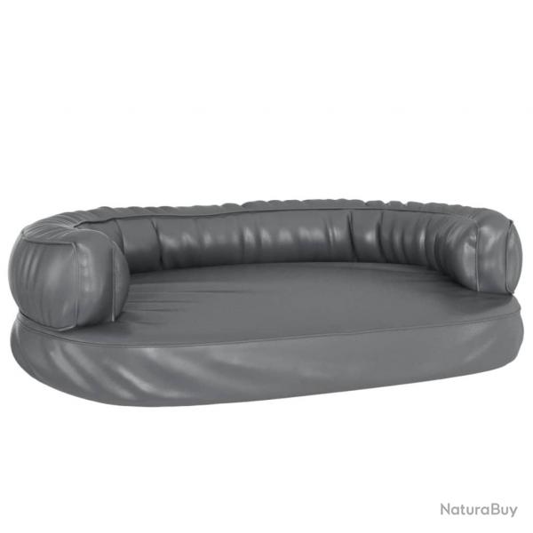 Lit pour chien panier canap confortable ergonomique mousse 75 x 53 cm Similicuir gris 02_0043134