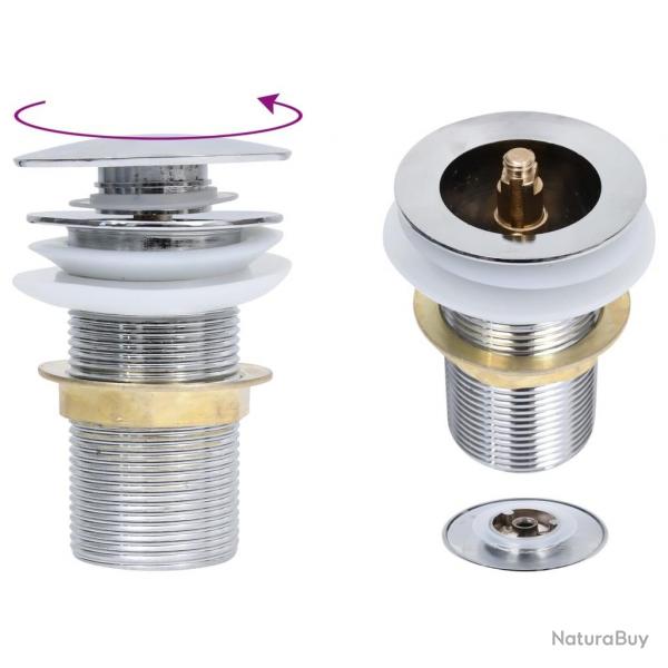 Drain  poussoir sans dbordement Chrome 6,4x6,4x9,1 cm alsavelo