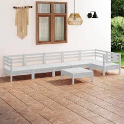 Salon de jardin 7 pcs Bois de pin massif Blanc