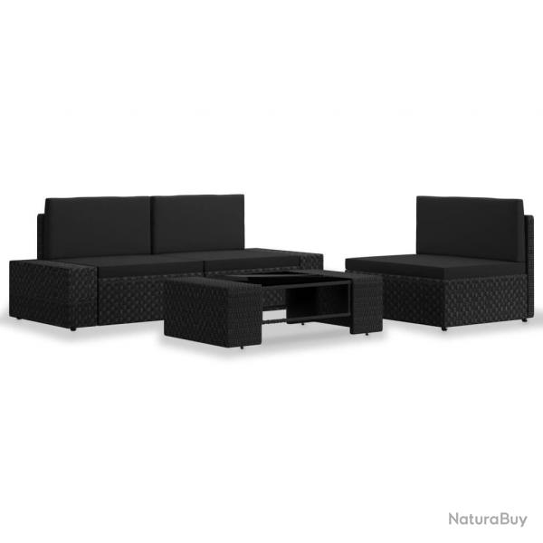 Salon de jardin 4 pcs Rsine tresse Noir