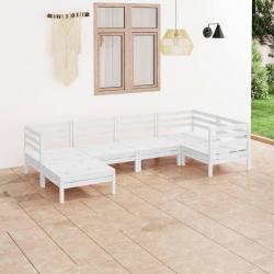 Salon de jardin 6 pcs Bois de pin massif Blanc