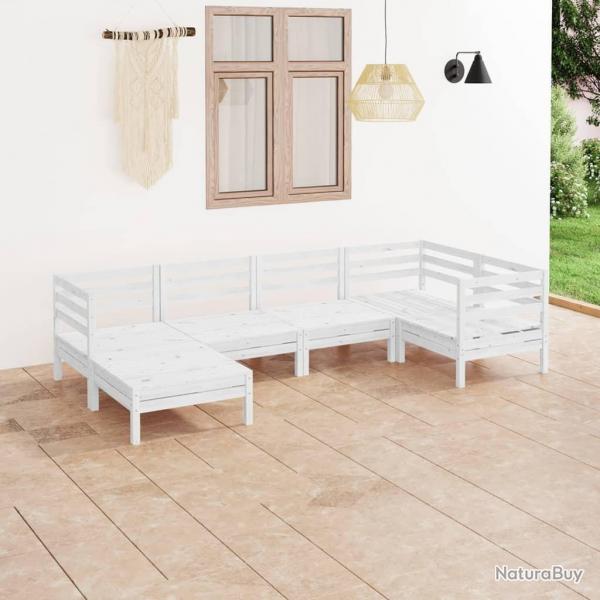 Salon de jardin 6 pcs Bois de pin massif Blanc