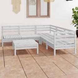 Salon de jardin 6 pcs Bois de pin massif Blanc