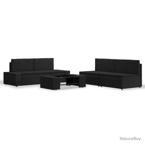Salon de jardin 5 pcs Rsine tresse Noir